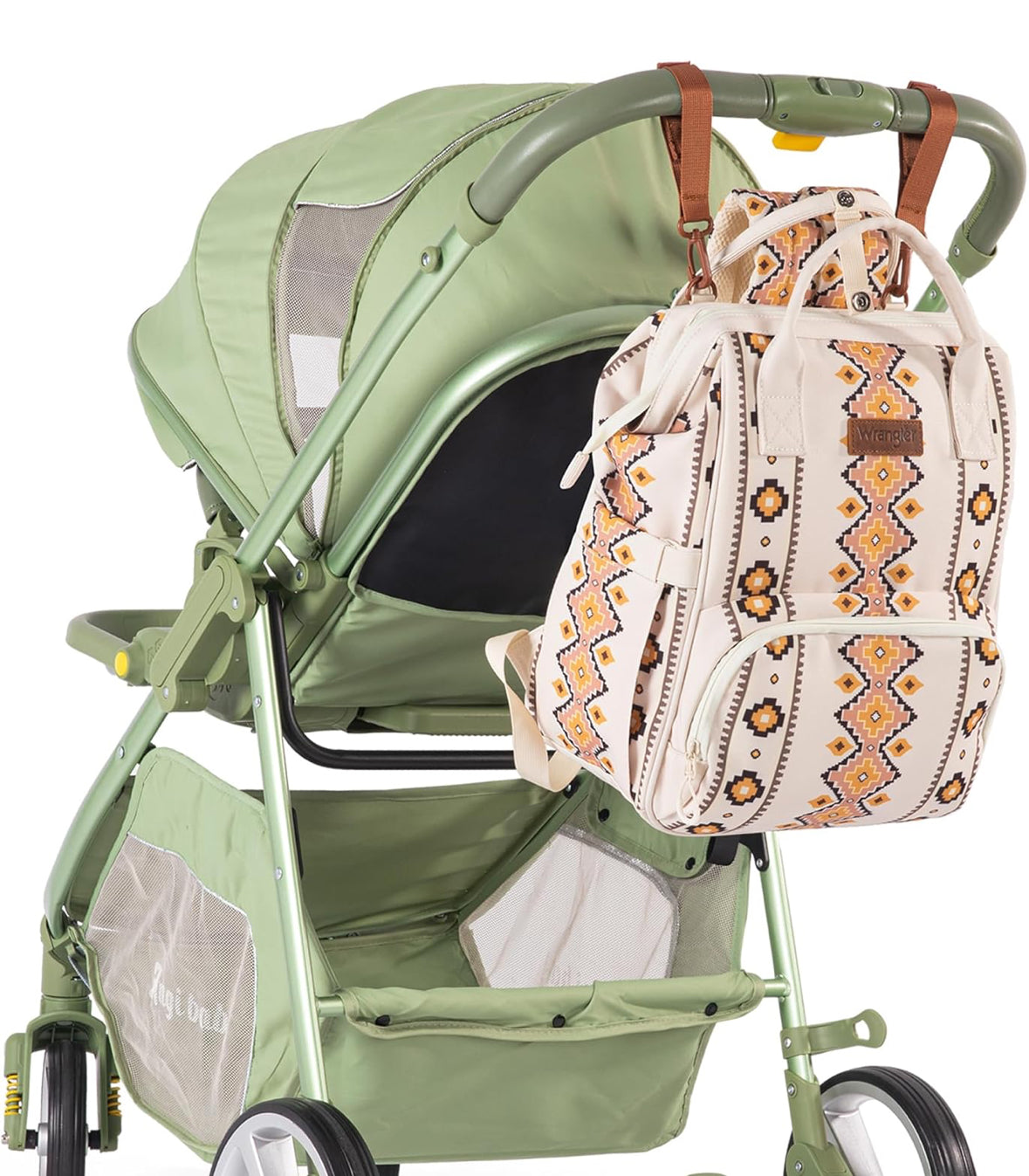 Aztec Cream Wrangler Bag / Diaper Bag - Yellow Interior