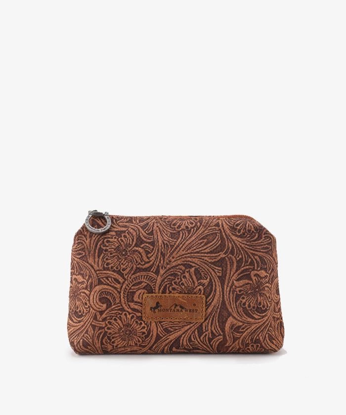 Montana Tooled Leather Clear Stadium Crossbody + Wallet - Brown