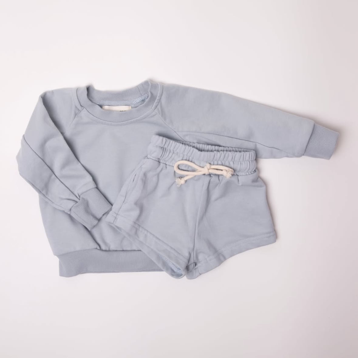 Spring Terry Cotton Neutral Short + Crew Set PreO