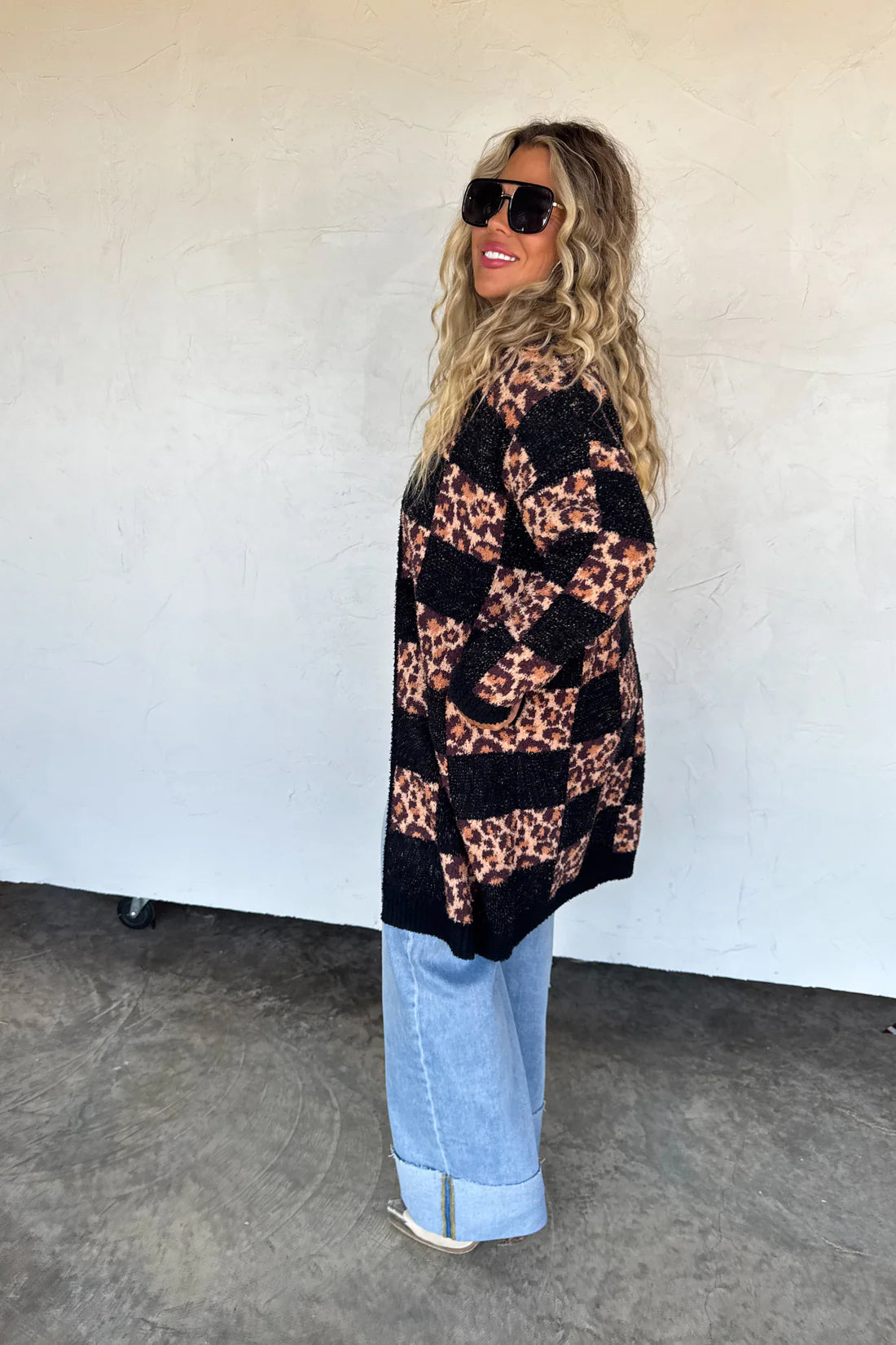 Checkered Leopard Luxe Cardigan PreO