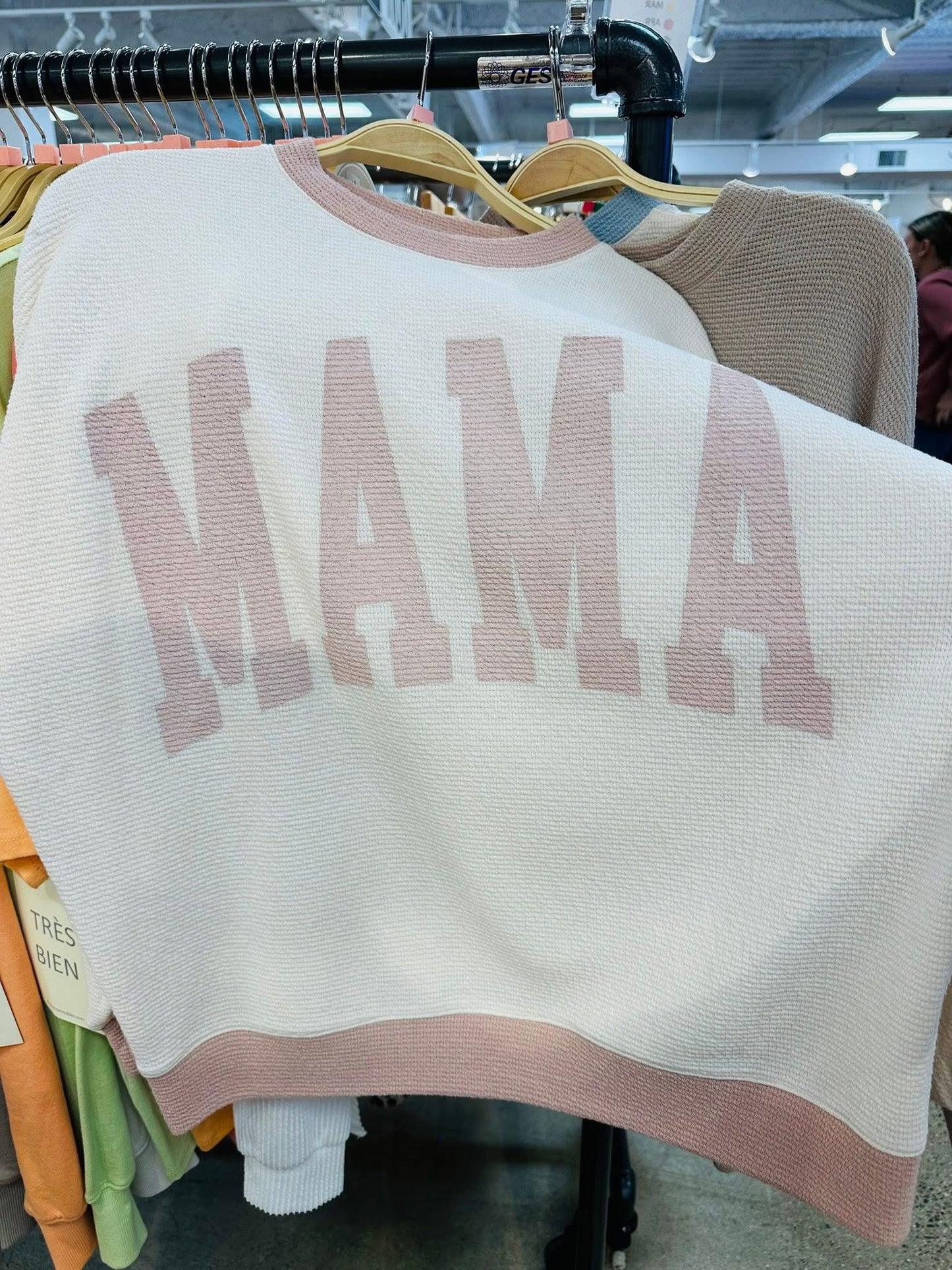 Mama Mauve Knit Colorblock Pullover RTS