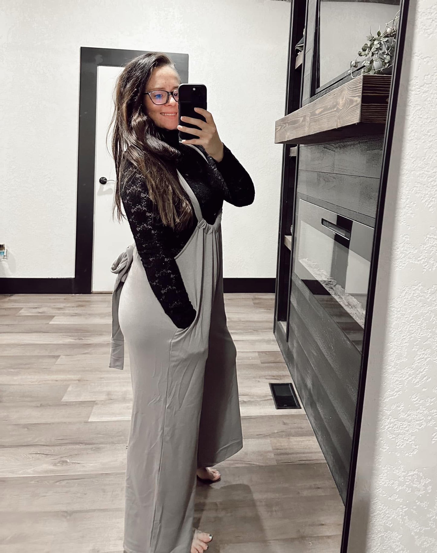 Wide Leg Suspender Jumpsuit