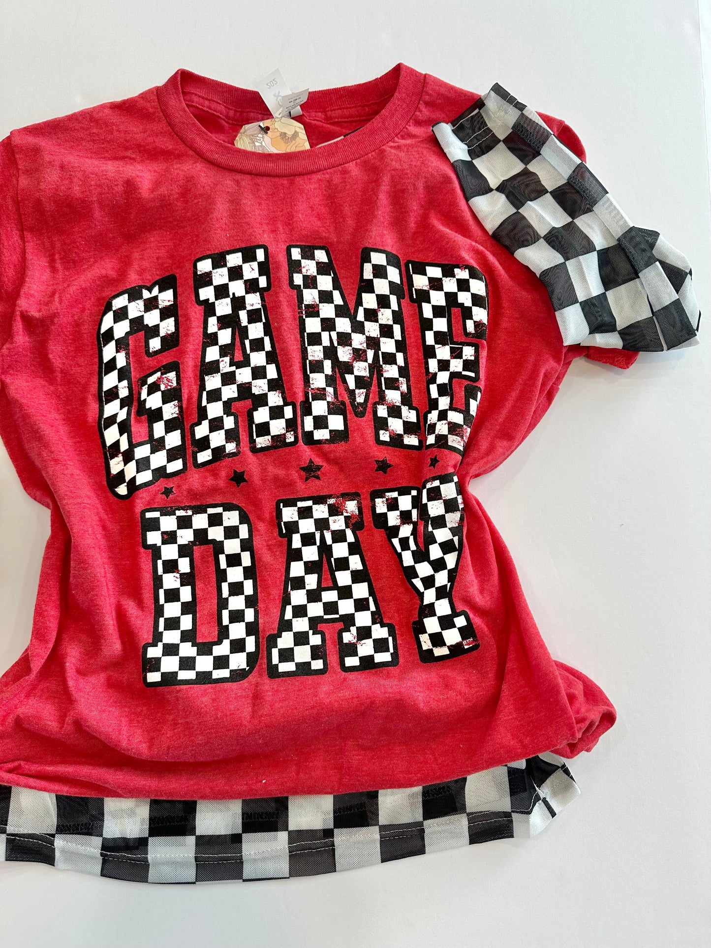 Red Game Day Checkered Tee RTS