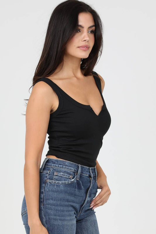 Natalie Notch Ribbed Tank Top