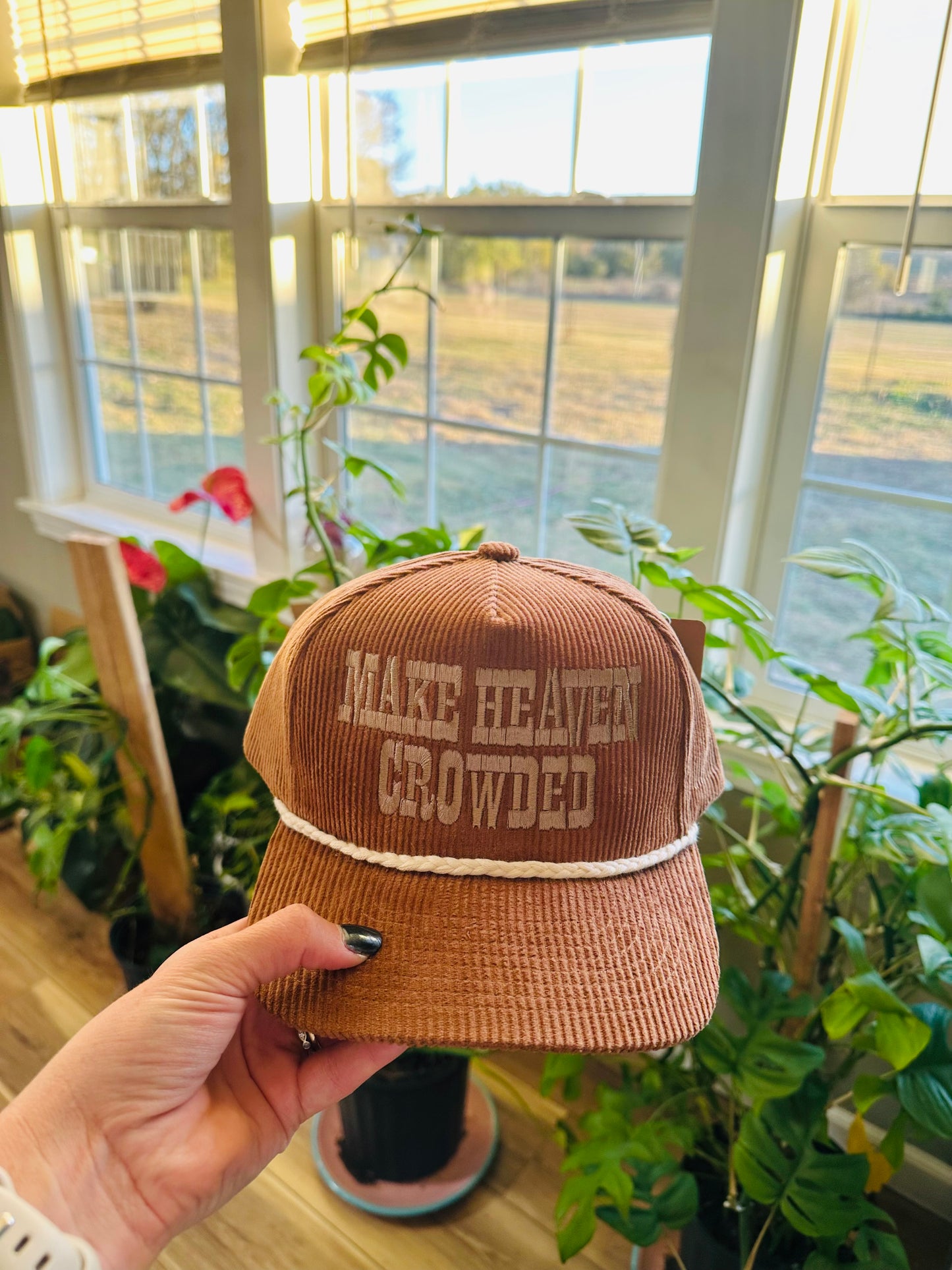 Make Heaven Crowded Corduroy Embroidered Hat
