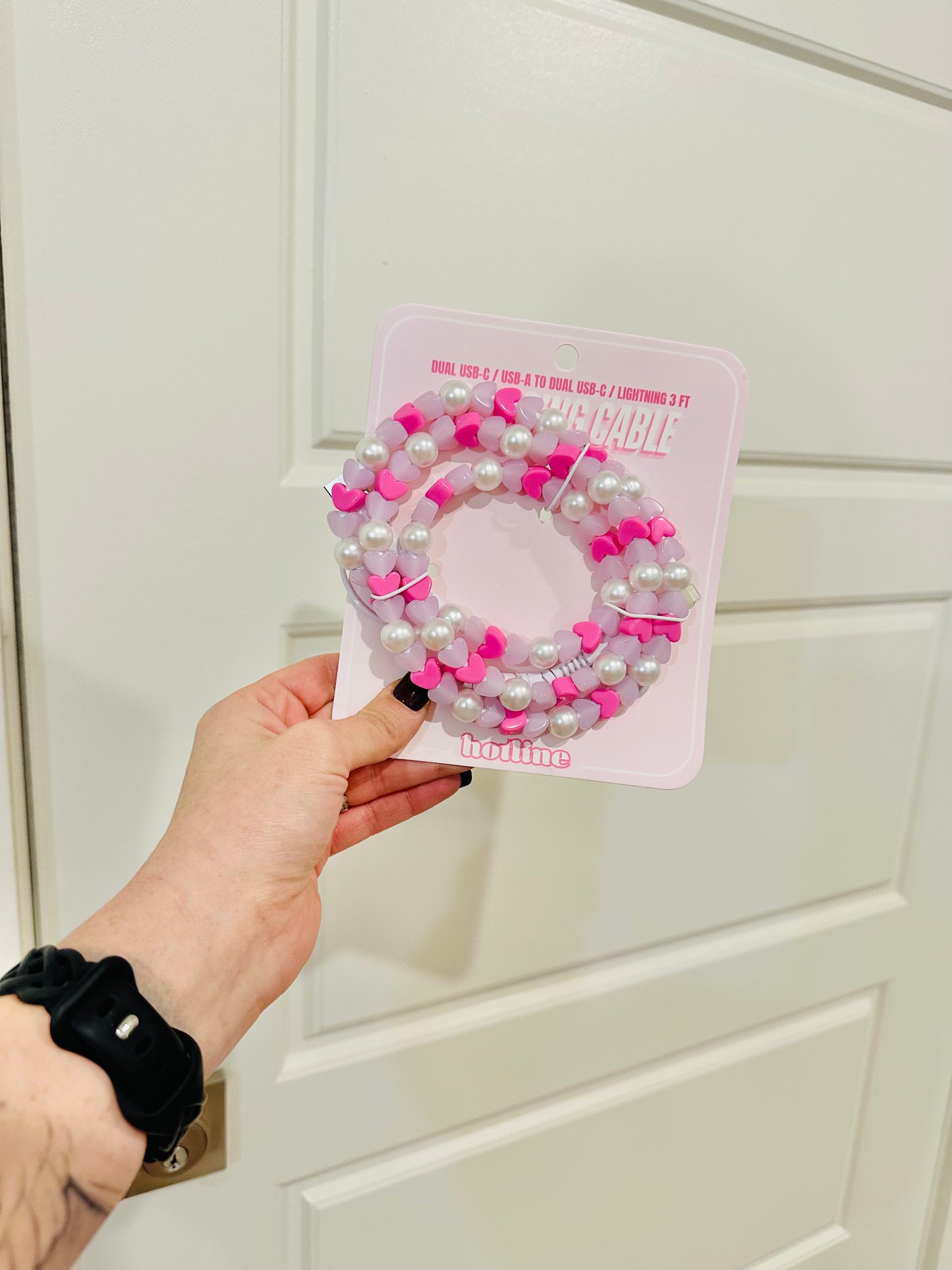 Pink Barbie Pearl + Hearts Multi Beaded Chargers RTS