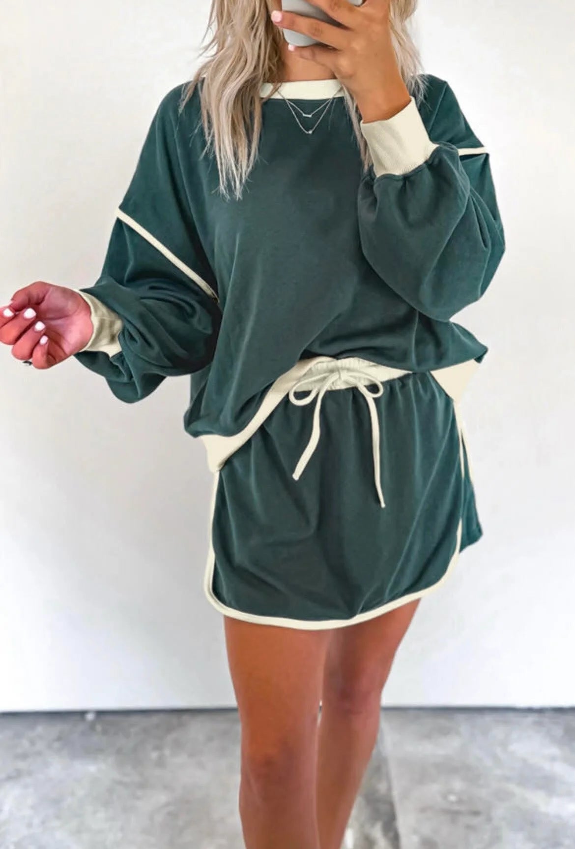 Varsity Lined Slouchy Skort Set RTS