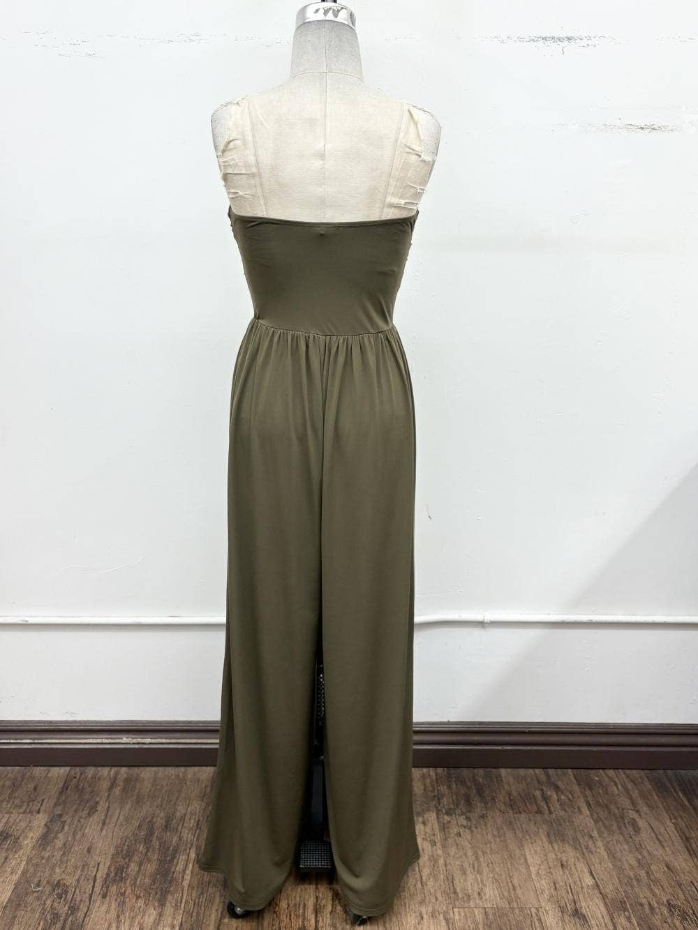 Sayonara Strapless Twist Front Wide Leg Jumpsuit - Olive