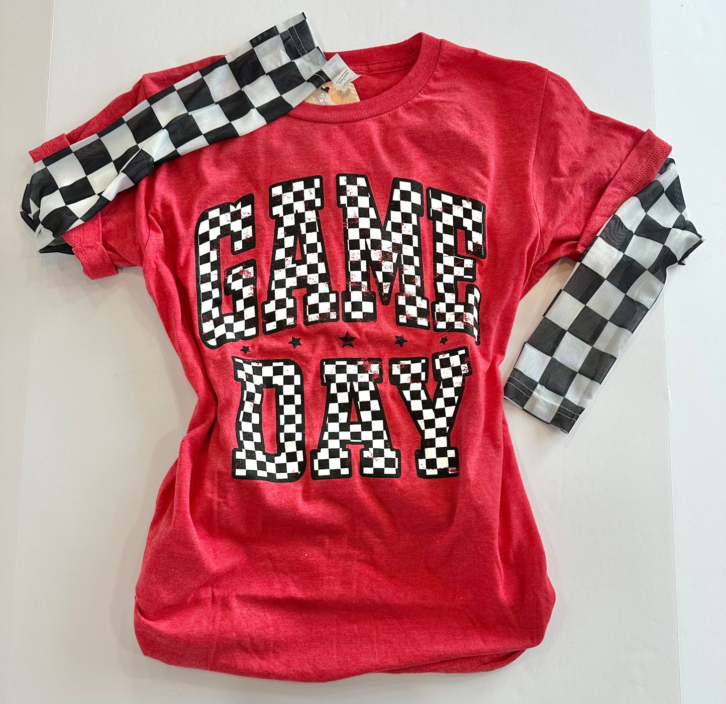 Red Game Day Checkered Tee RTS
