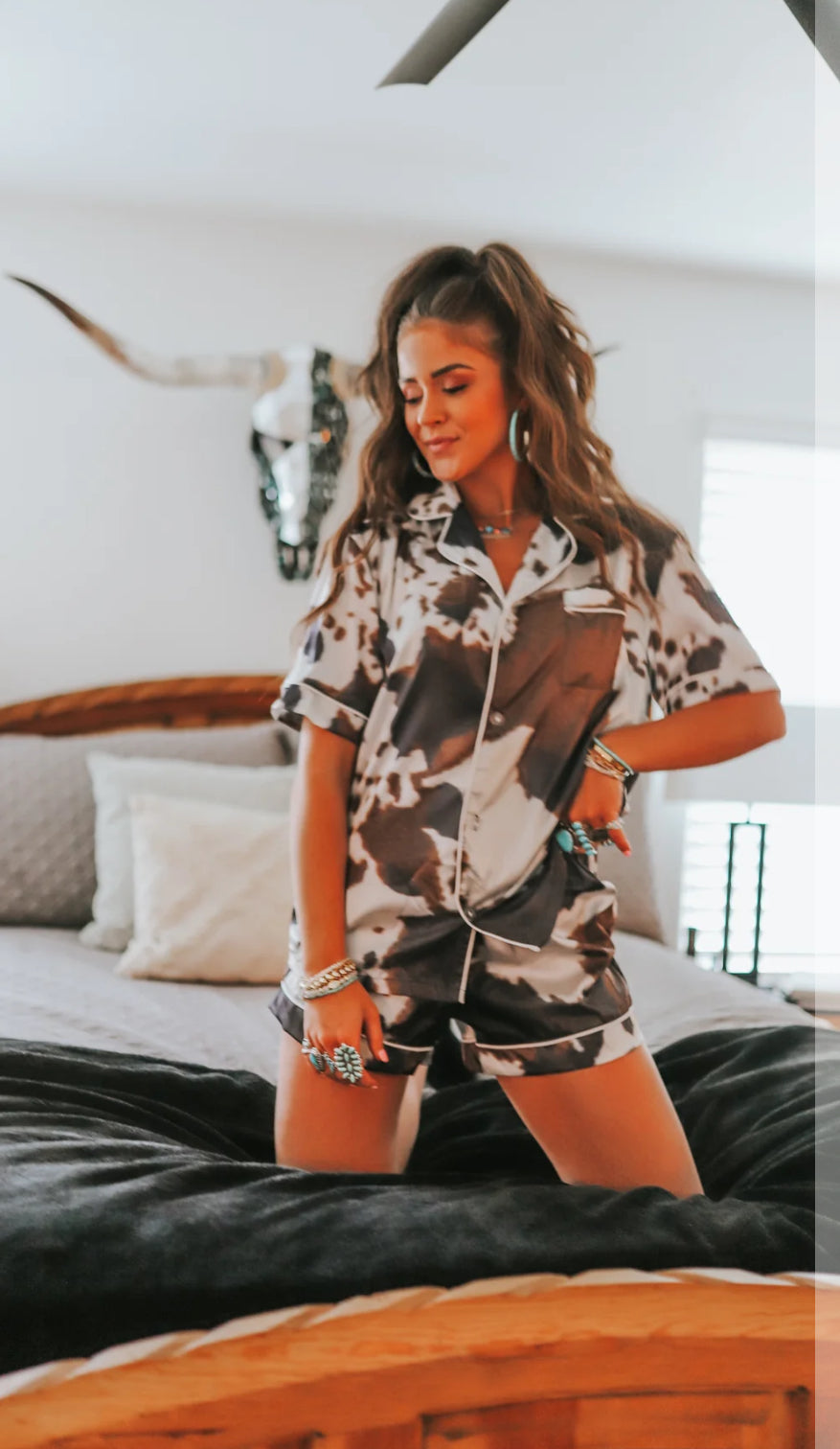 Brown Cowprint Western Pajamas