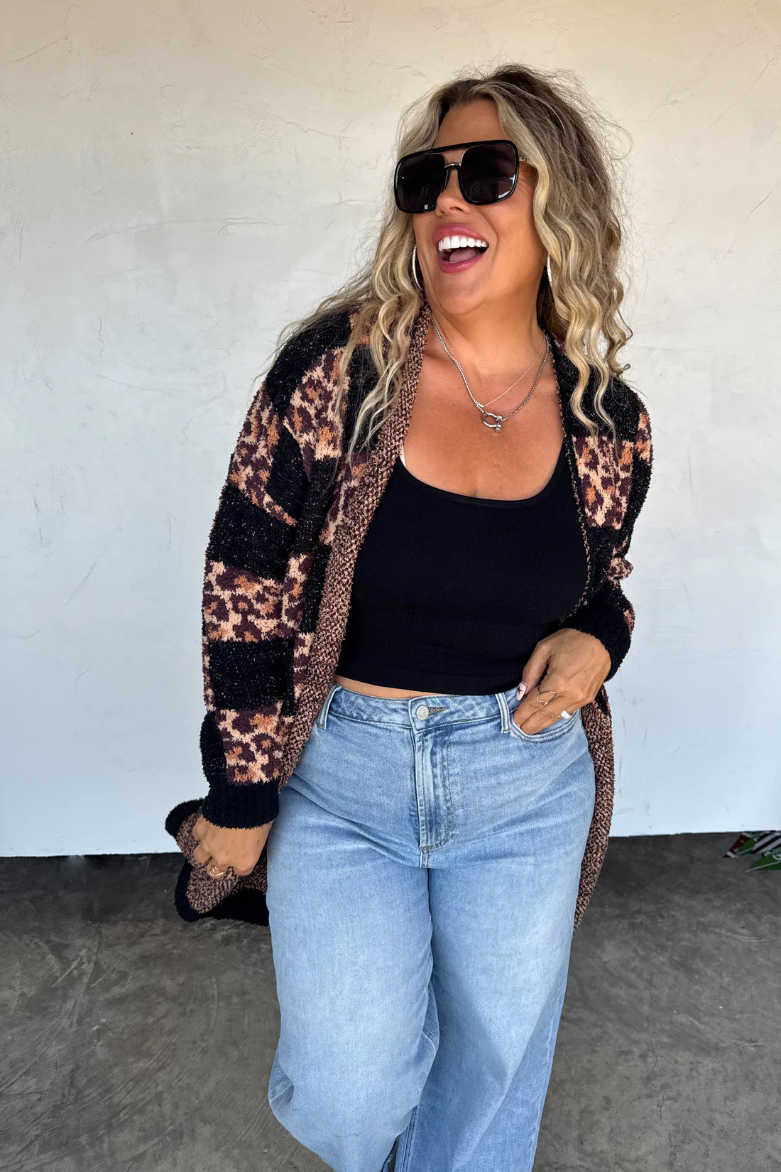 Checkered Leopard Luxe Cardigan PreO