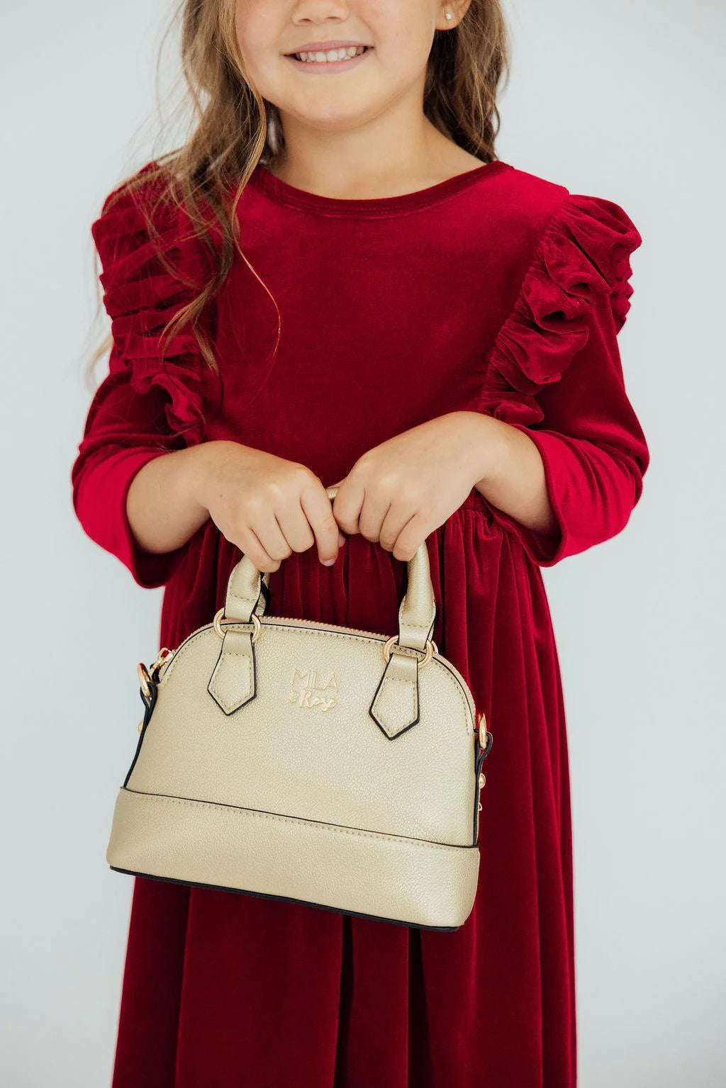 Girls Mini Gold Metallic Crossbody Purse