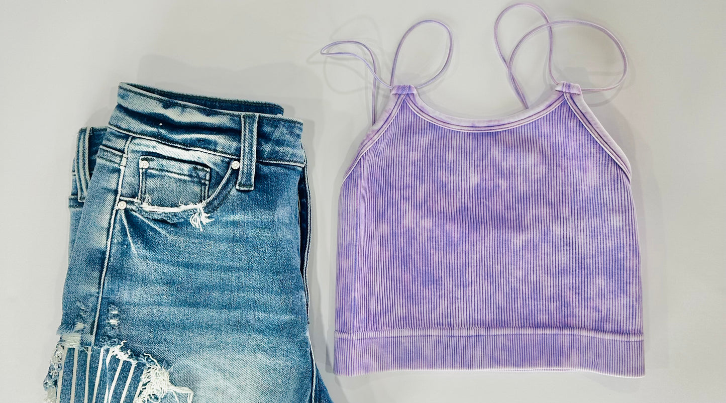 Baylor Acid Washed Spaghetti Strap Bralette RTS