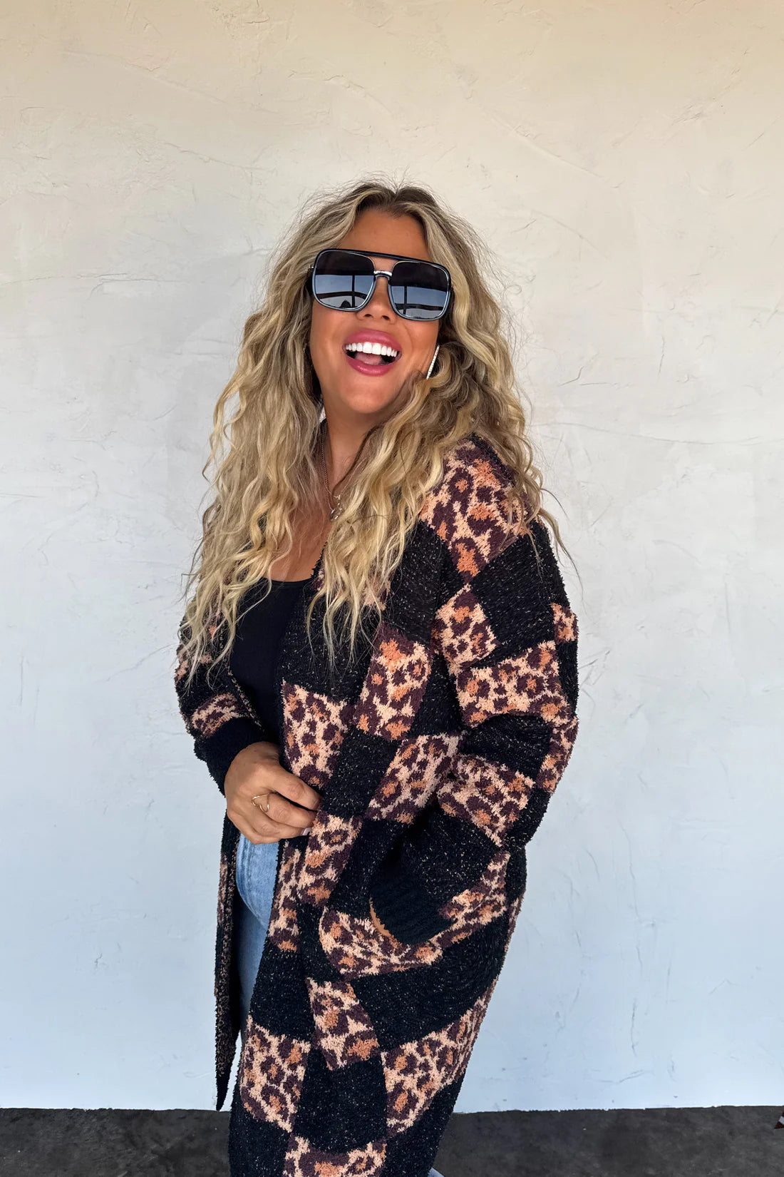 Checkered Leopard Luxe Cardigan PreO