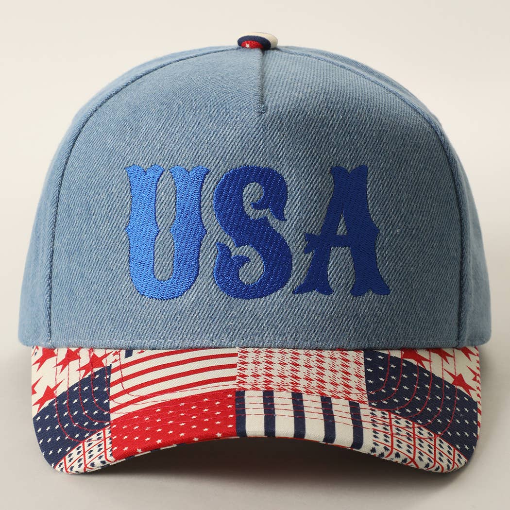 USA Embroidered Denim Trucker Hat