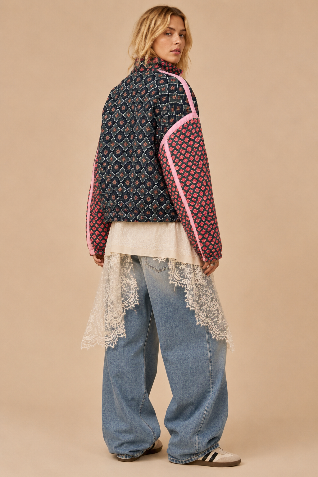 Patchwork Quilted Bomber Jacket