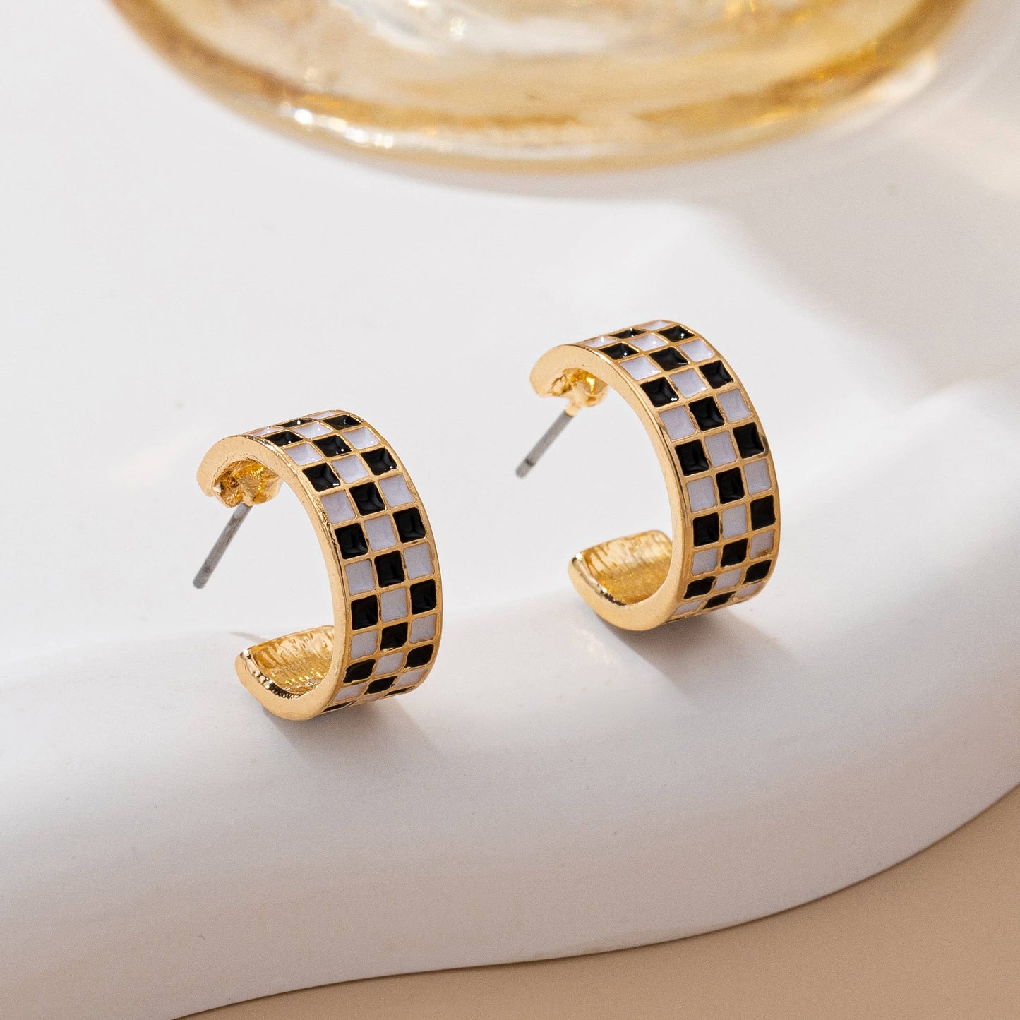 Checker Mini Hoop Earrings