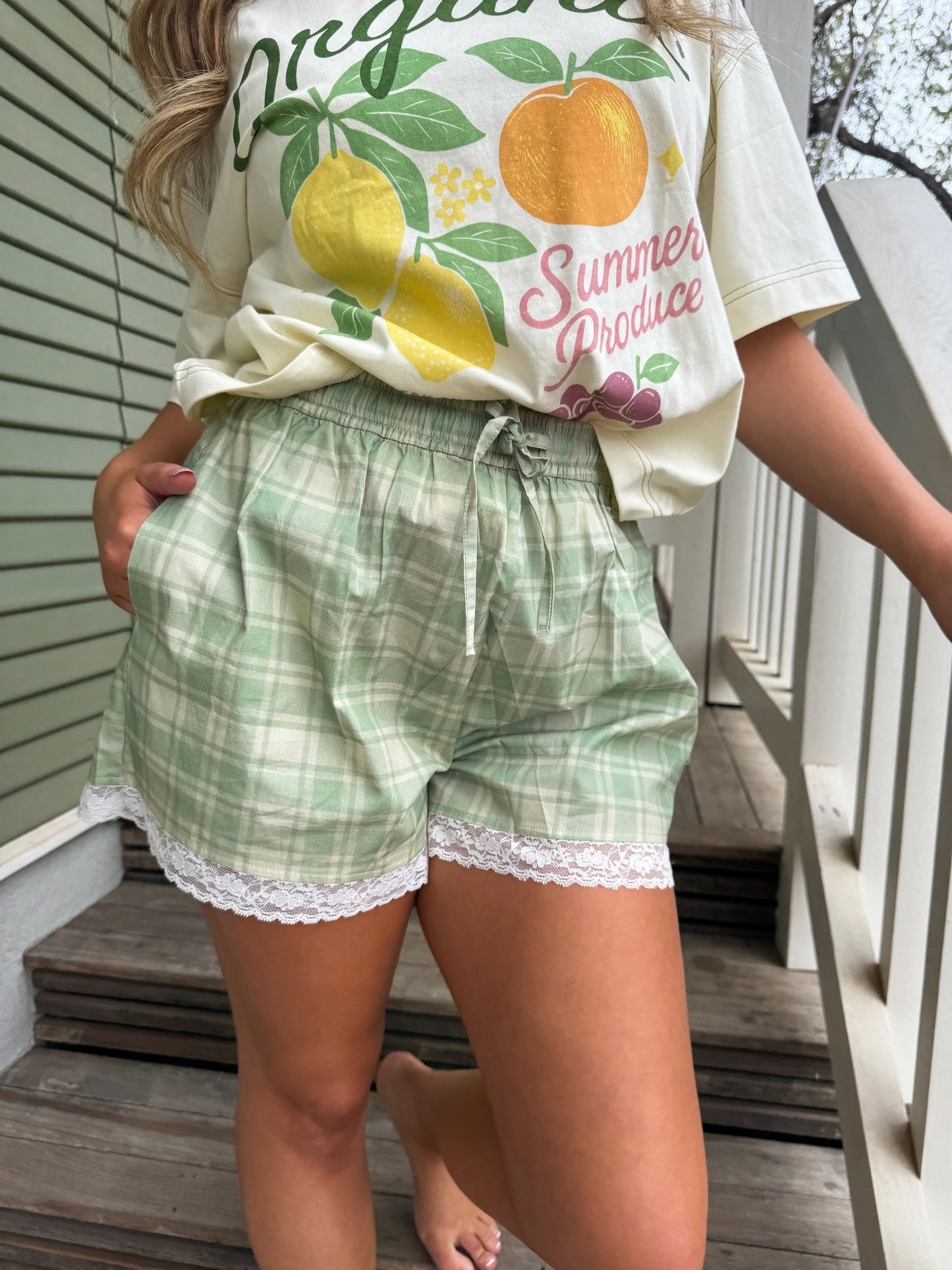 Lovely Country Lace Trim Gingham Boxers