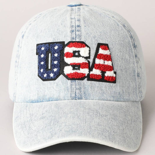 USA Letter Chenille Patch Baseball Cap Hat