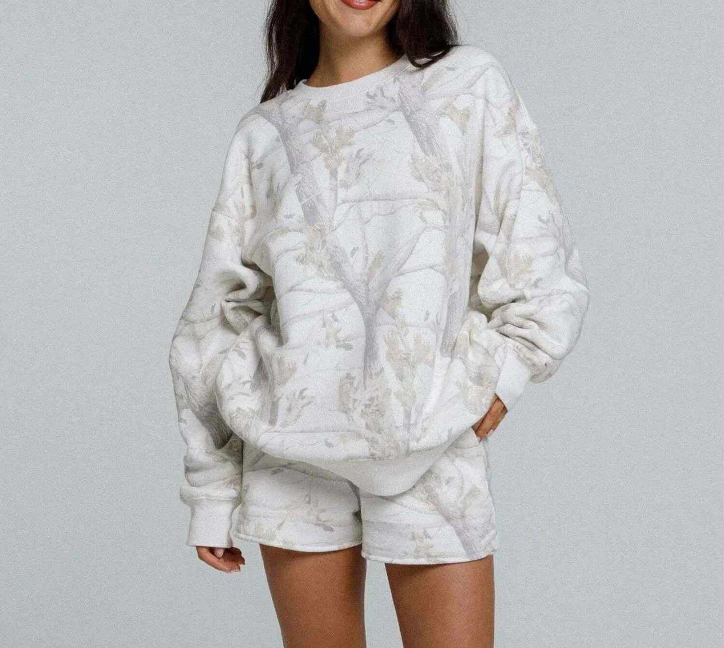 White Camo Long Sleeve + Short Set (read description) RTS