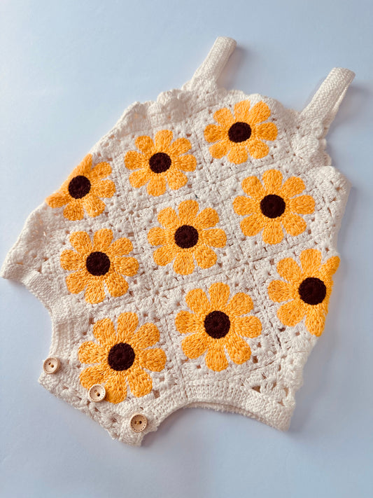Sunflower Crochet Onesie RTS