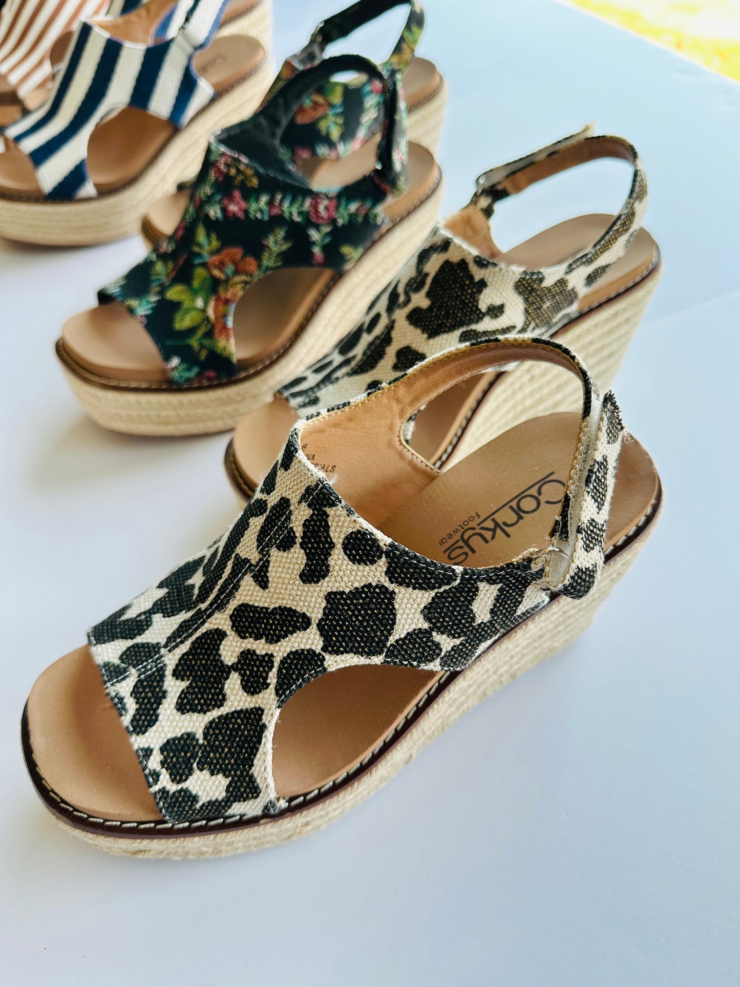 St. Tropez Wild Black Metallic Leopard Wedge