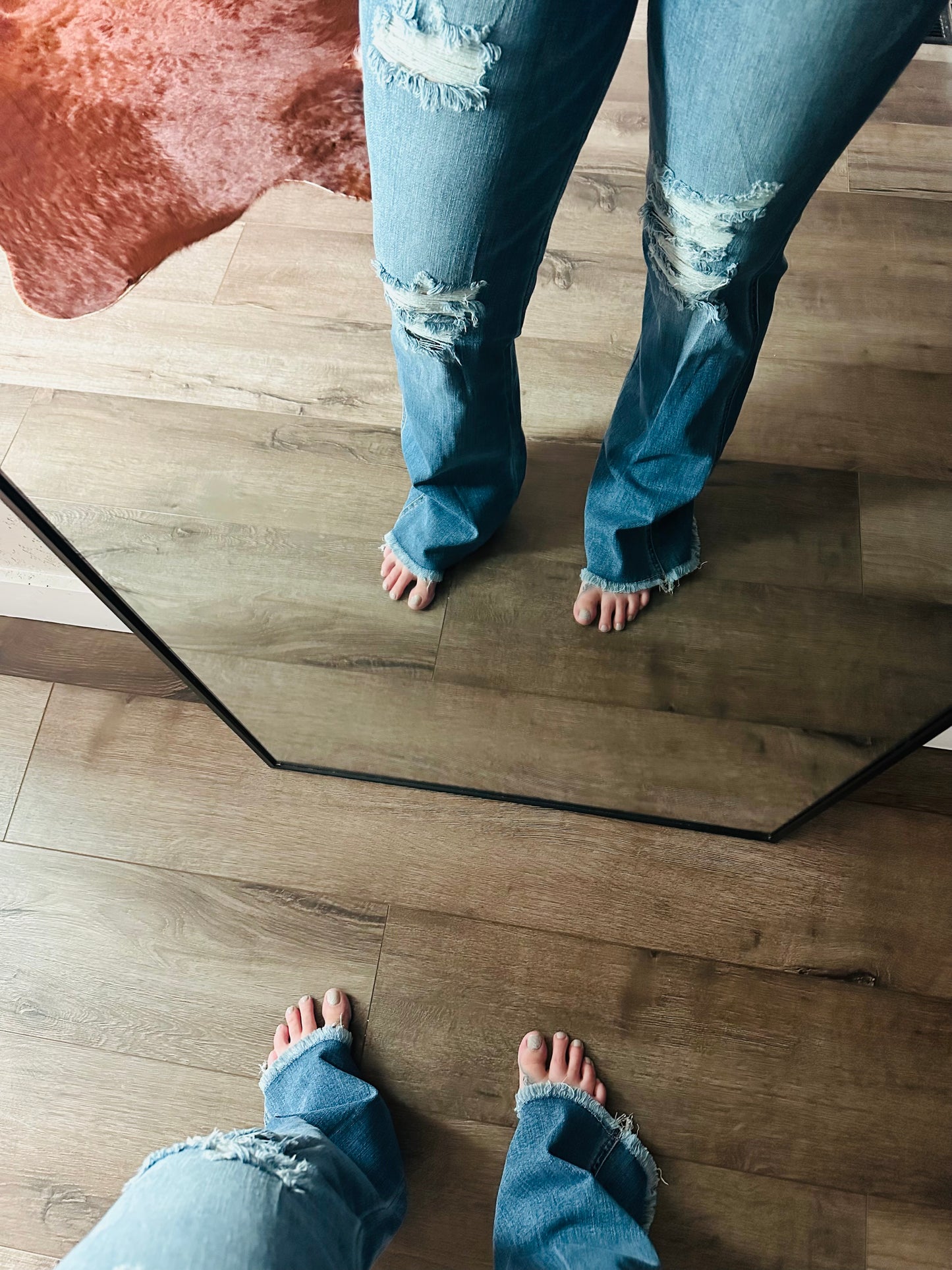 Judy Blue High Waist Distressed + Frayed Hem Bootcut Denim - RTS