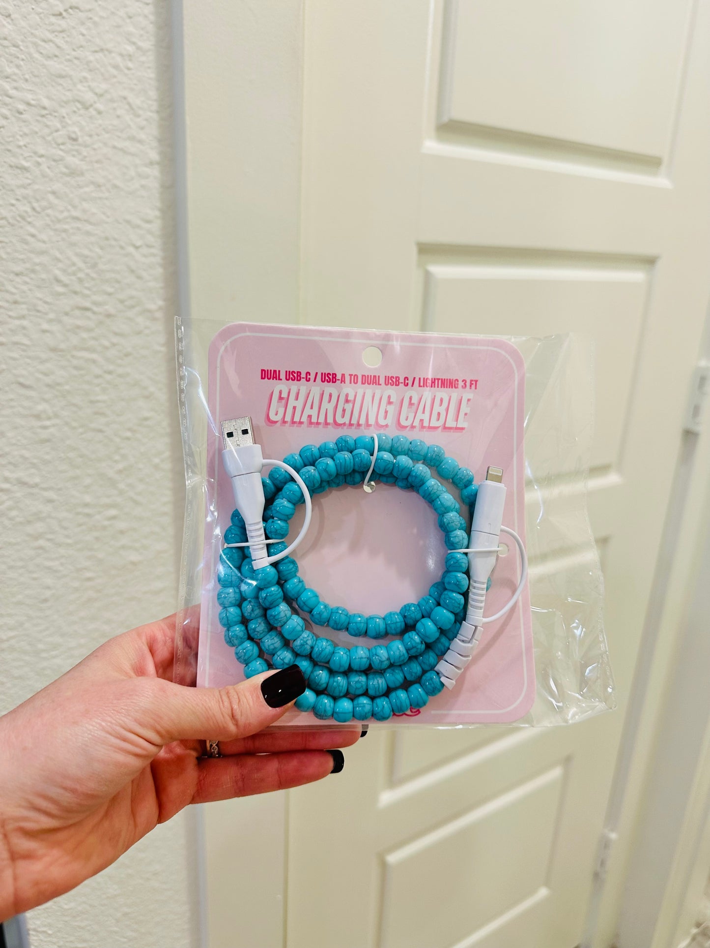 Turquoise Crackle Beaded Chargers RTS