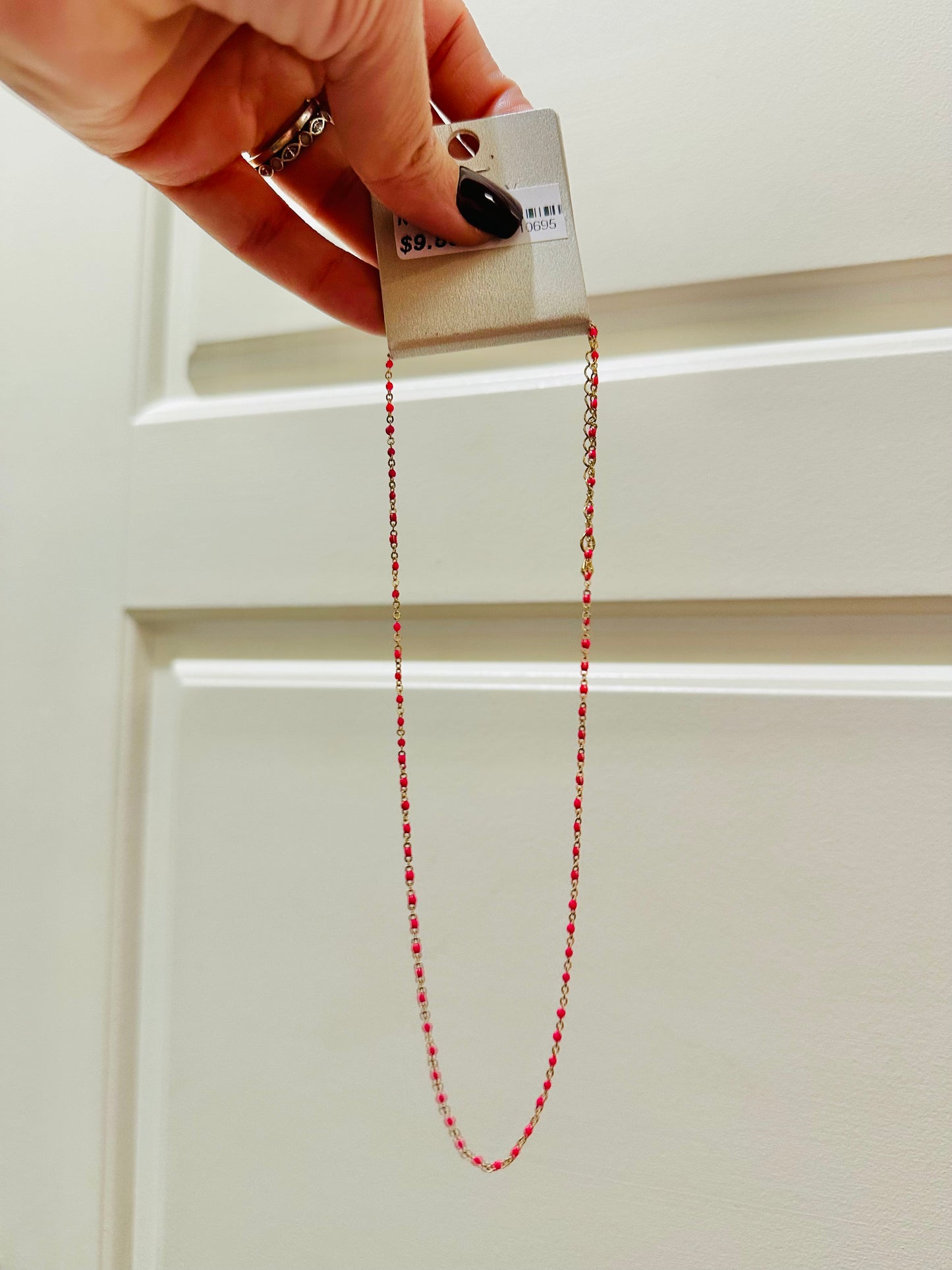 Girls Single Strand Hot Pink Summer Necklace