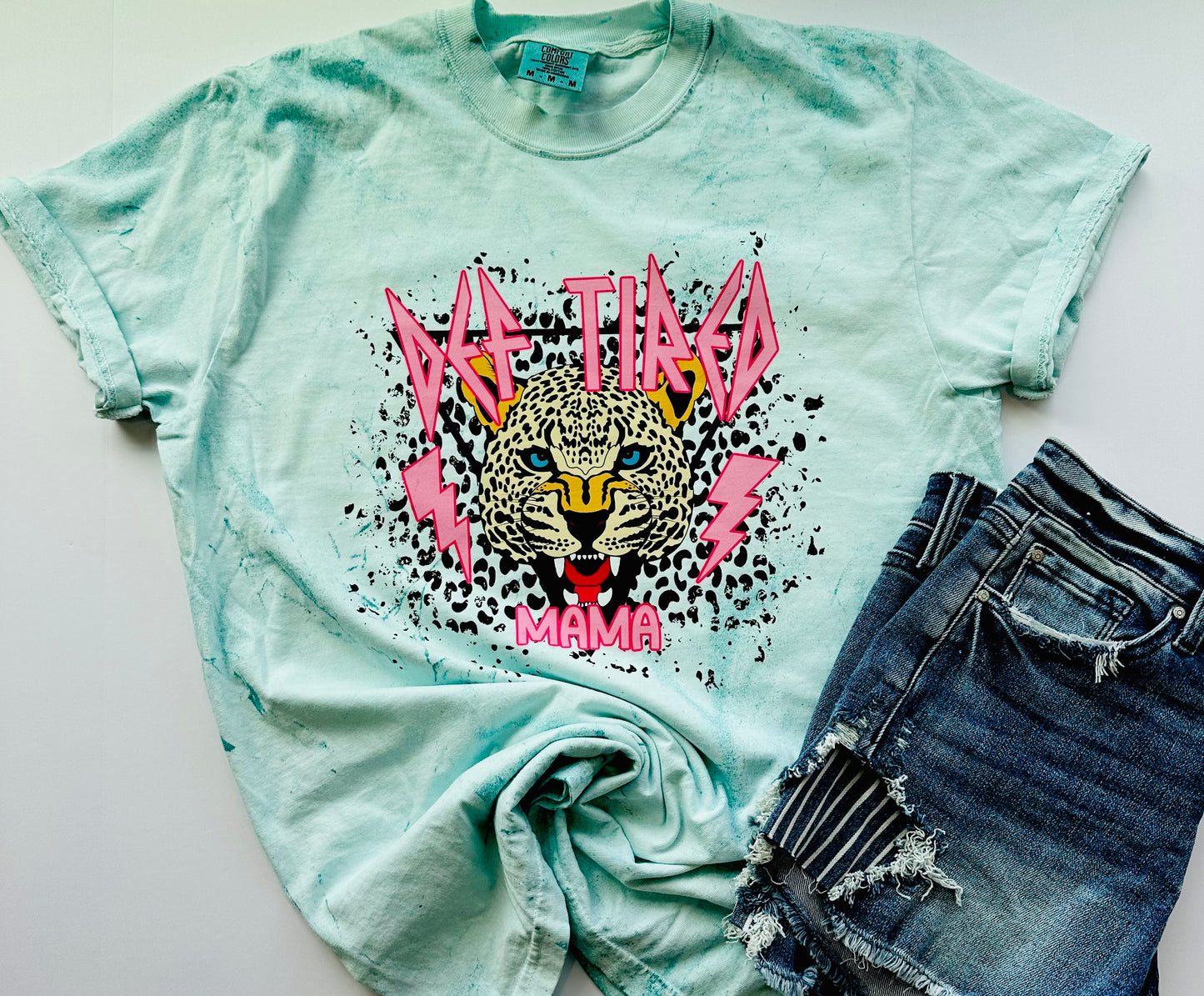 Def Tired Leopard Mama on Colorblast Comfort Color