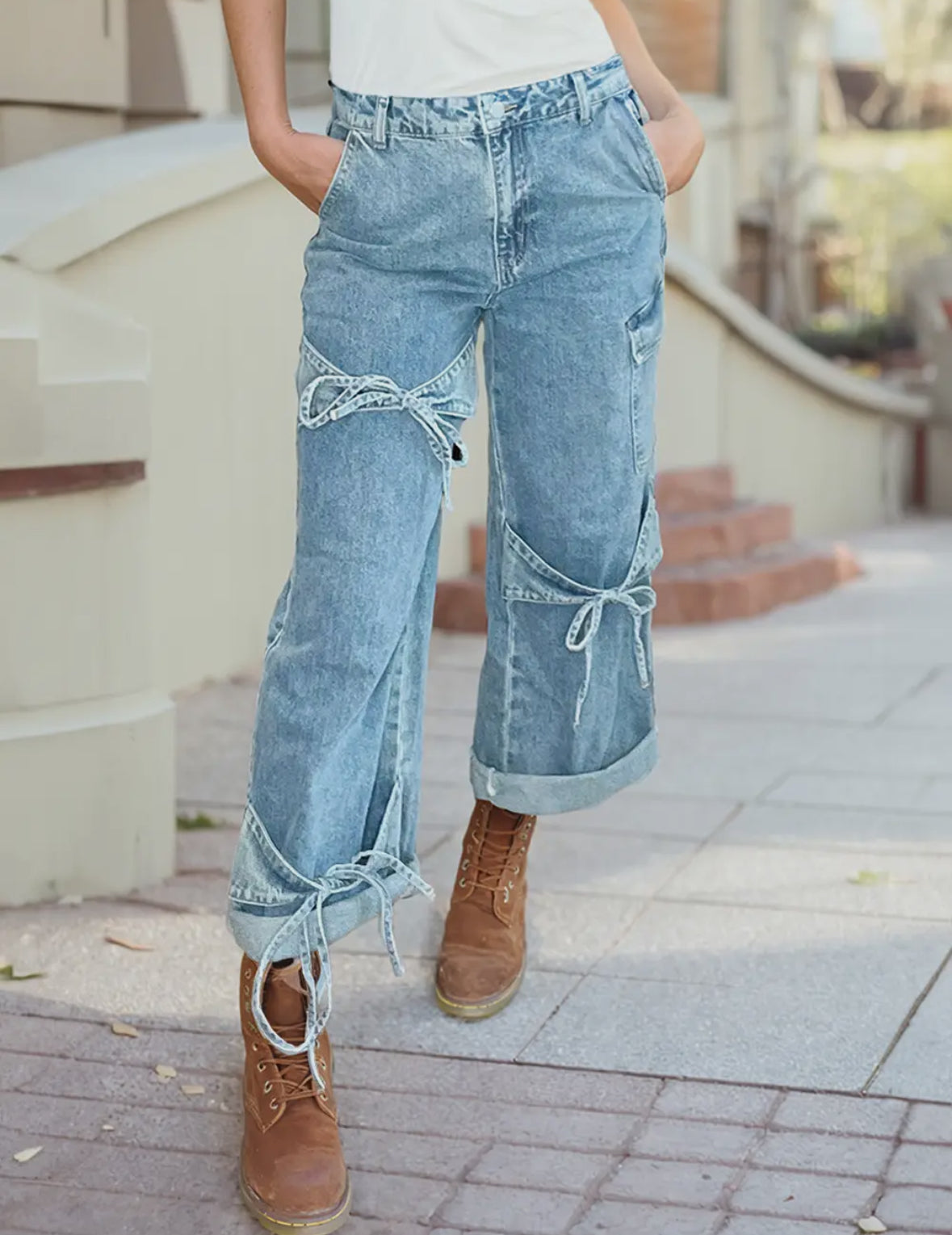 Boyfriend Bowknot Cargo Denim RTS