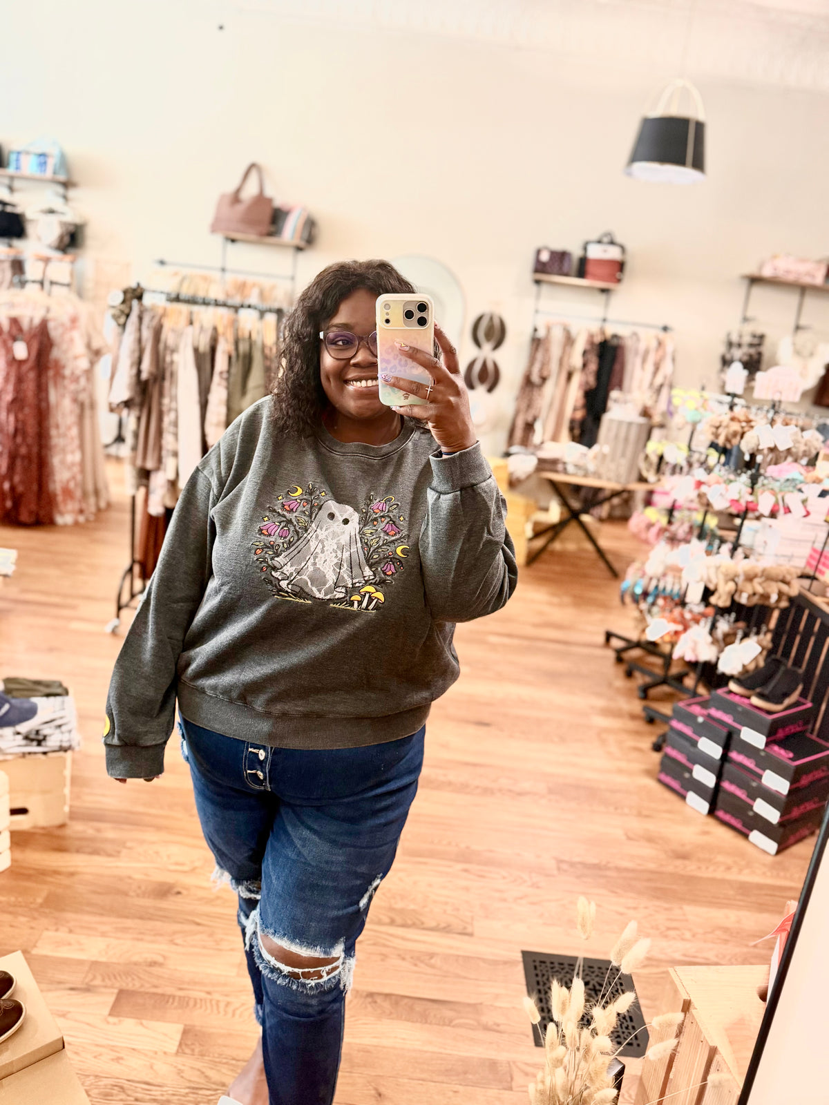 Ghost In Bloom Stone Washed Crewneck