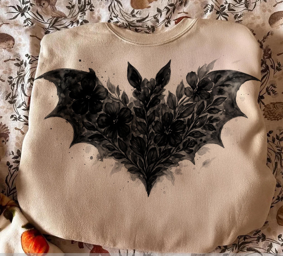 Floral Bat Watercolor Tee // Onesie RTS