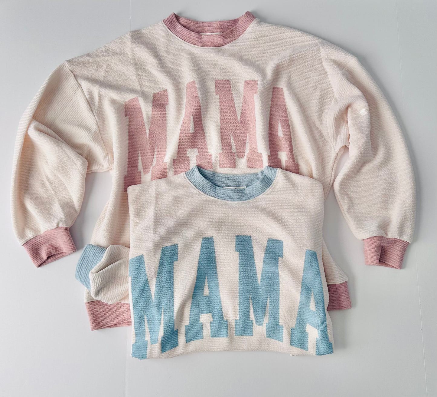 Mama Baby Blue Knit Colorblock Pullover RTS