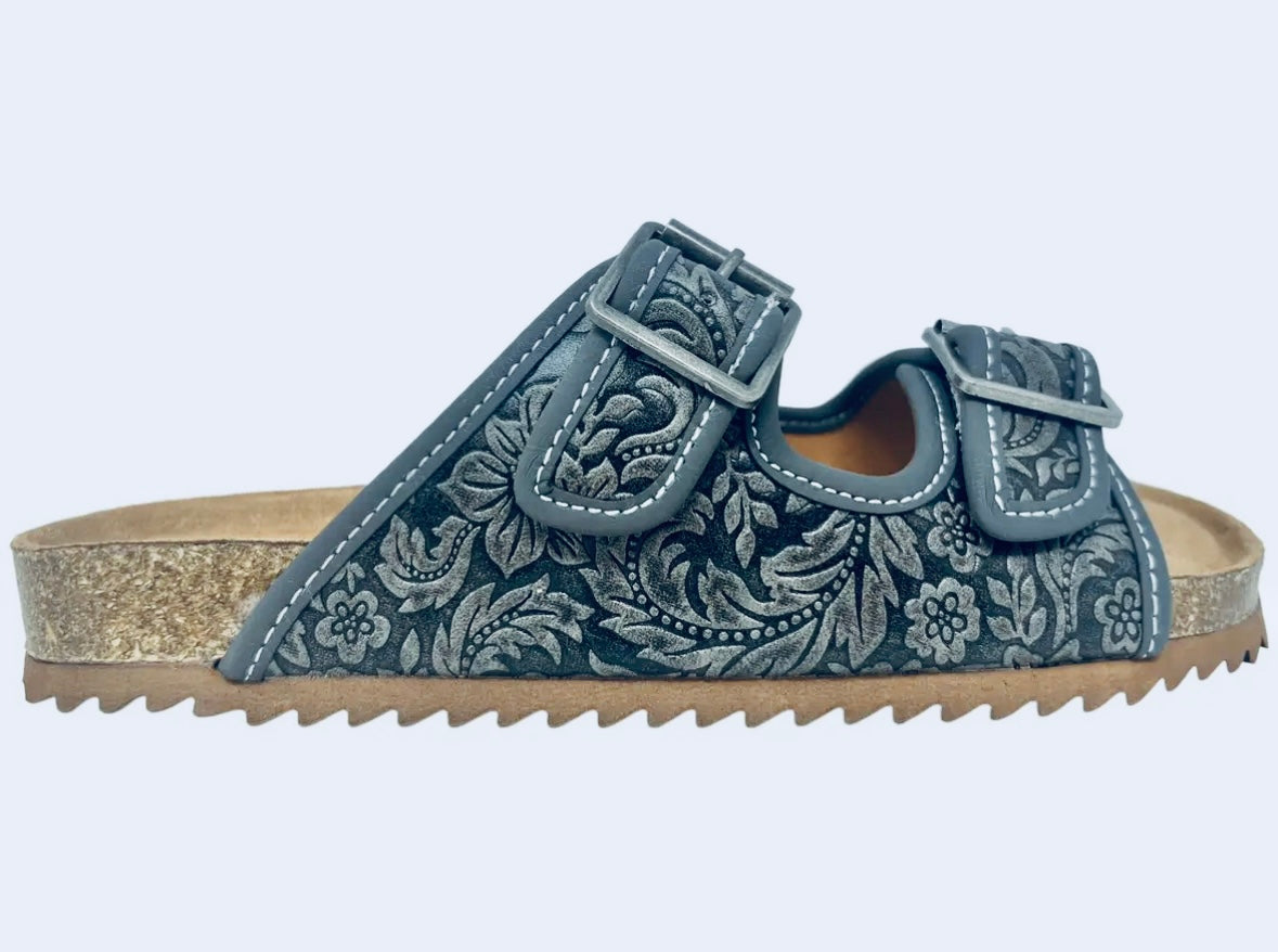 Tambra Viral Tooled Double Buckle Slides
