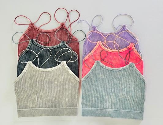 Baylor Acid Washed Spaghetti Strap Bralette RTS