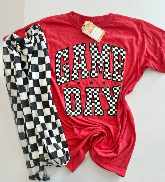 Red Game Day Checkered Tee RTS