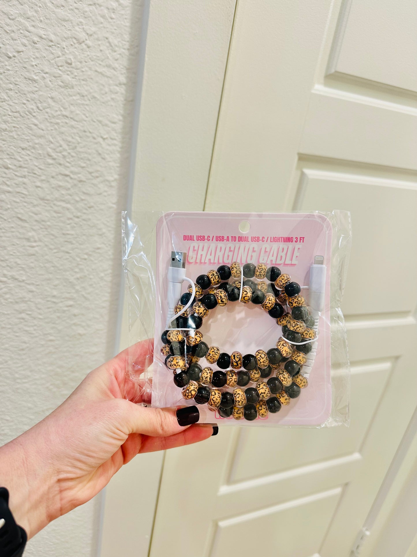 Leopard + Black Multi Beaded Chargers RTS