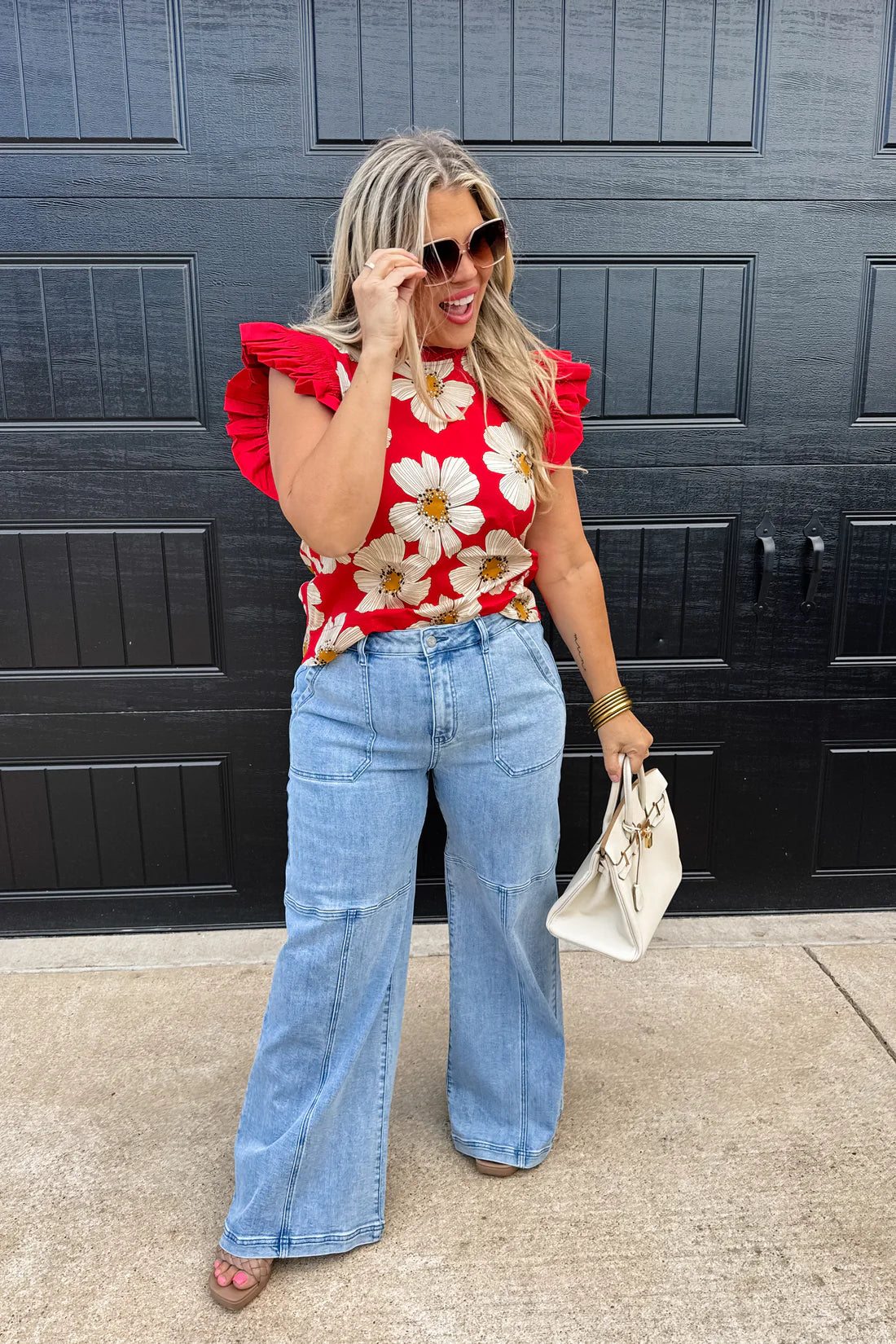 Spring In Bloom Ruffle Sleeve Top RTS!