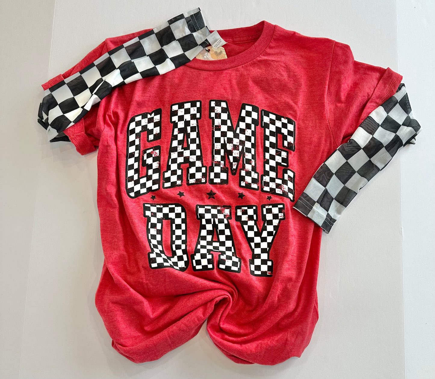 Red Game Day Checkered Tee RTS