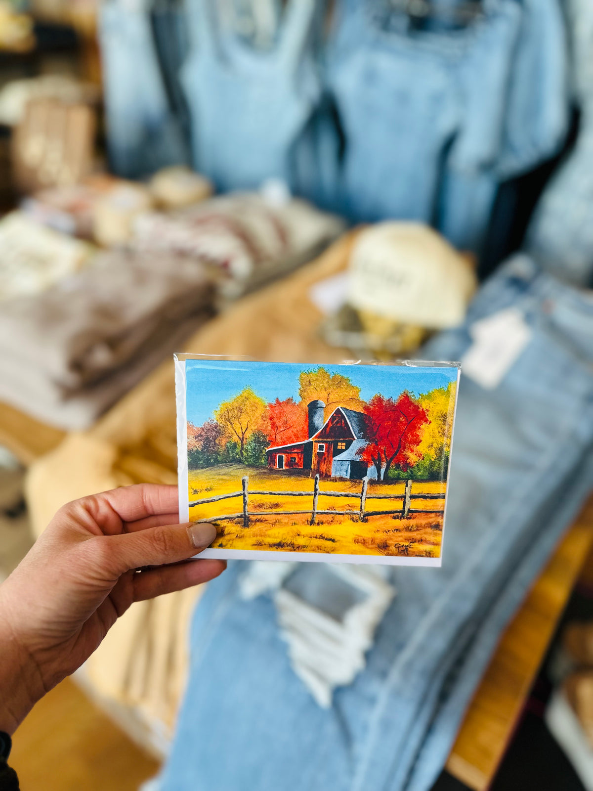 Red Barn In The Fall Greeting Card
