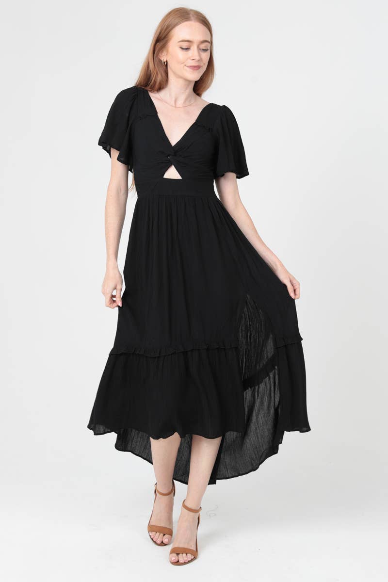 Jaylin V-Twist Cutout Maxi w/Slit