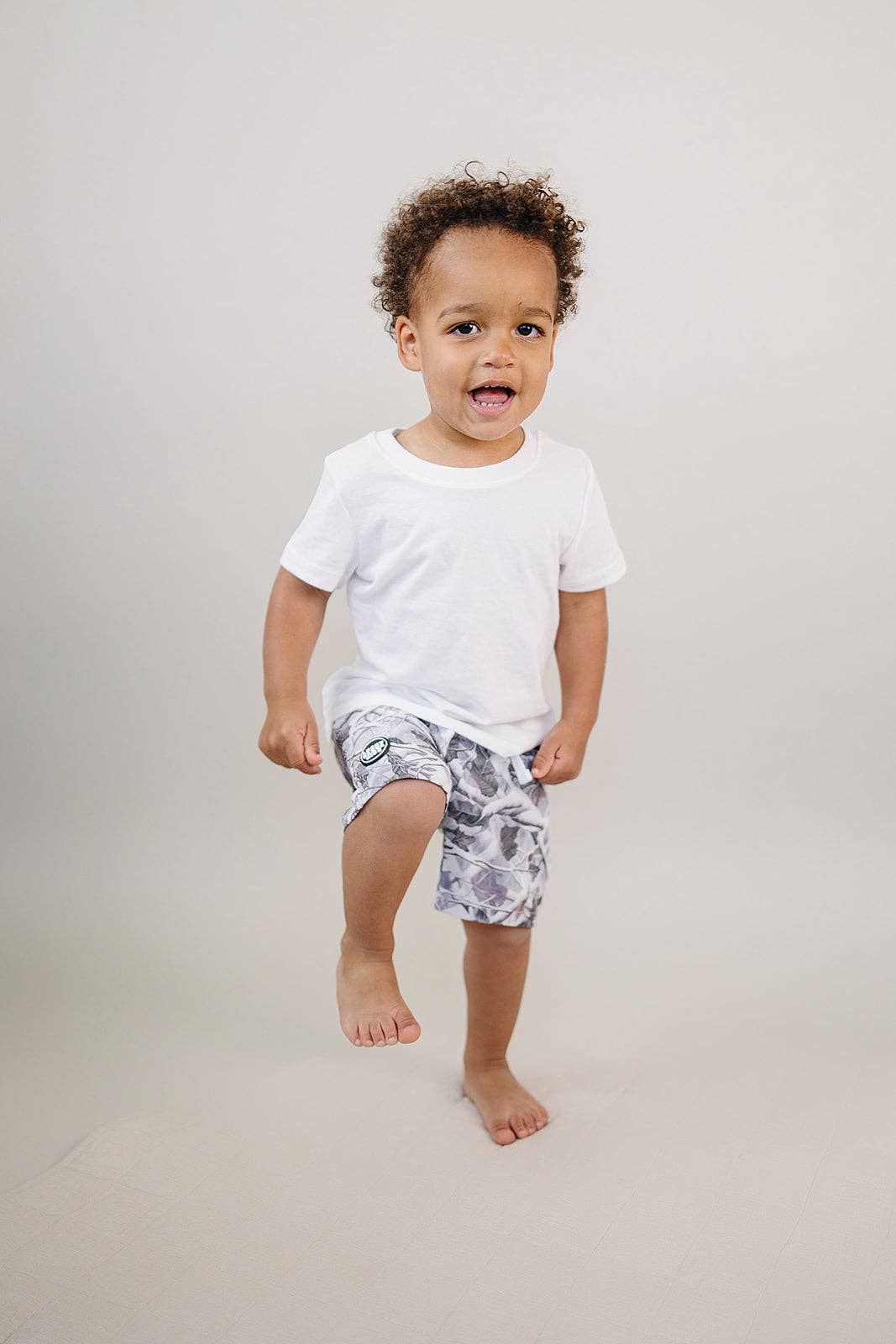 Levitt Light Wash Camo Swim Trunks