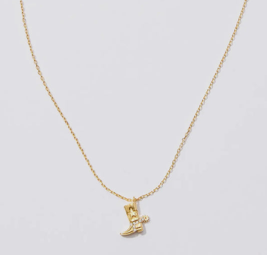 Cowboy Boot + Spur Charm Necklace RTS