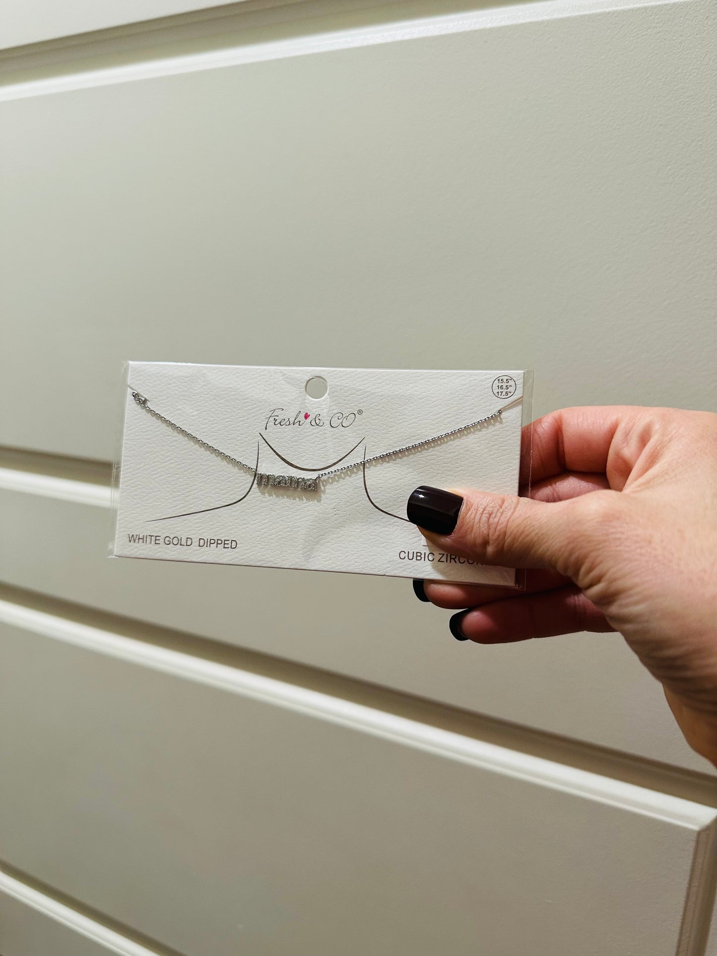 White Gold Dipped Mama Cubic Z Necklace