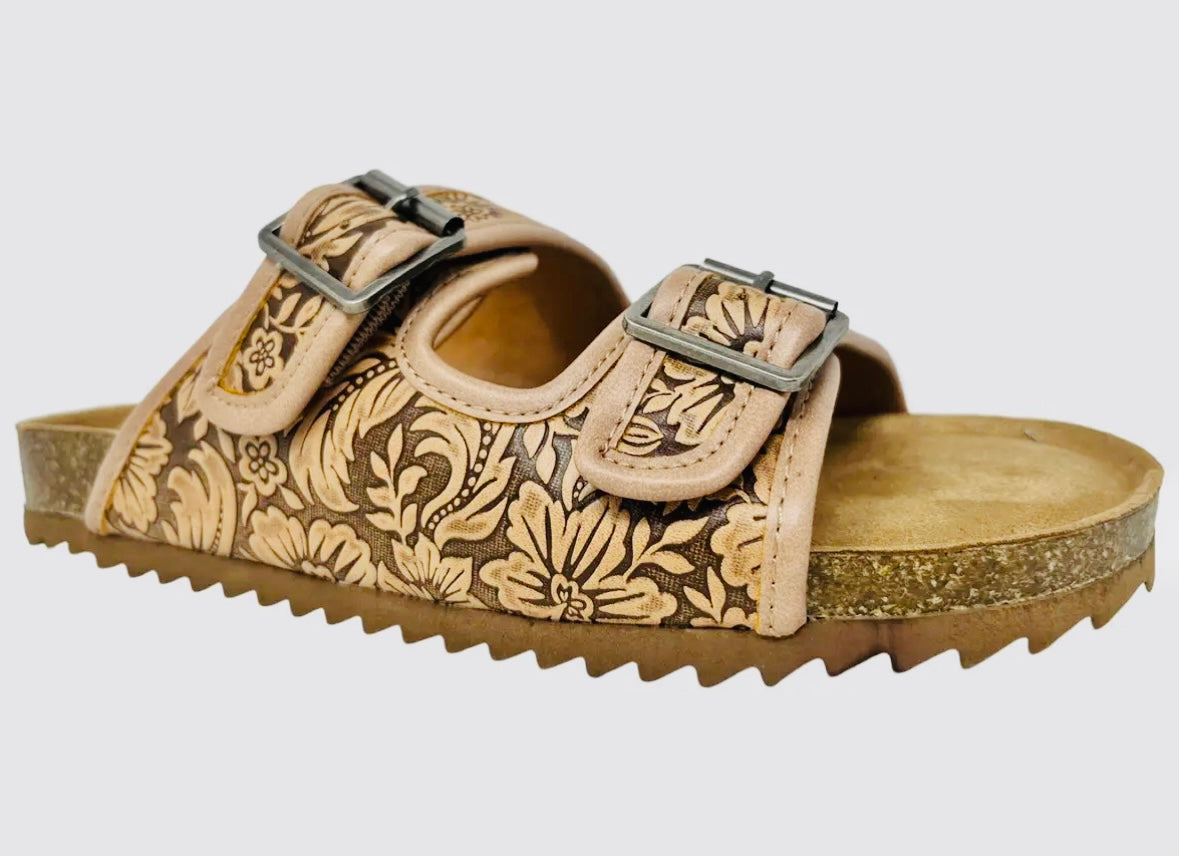 Tambra Viral Tooled Double Buckle Slides