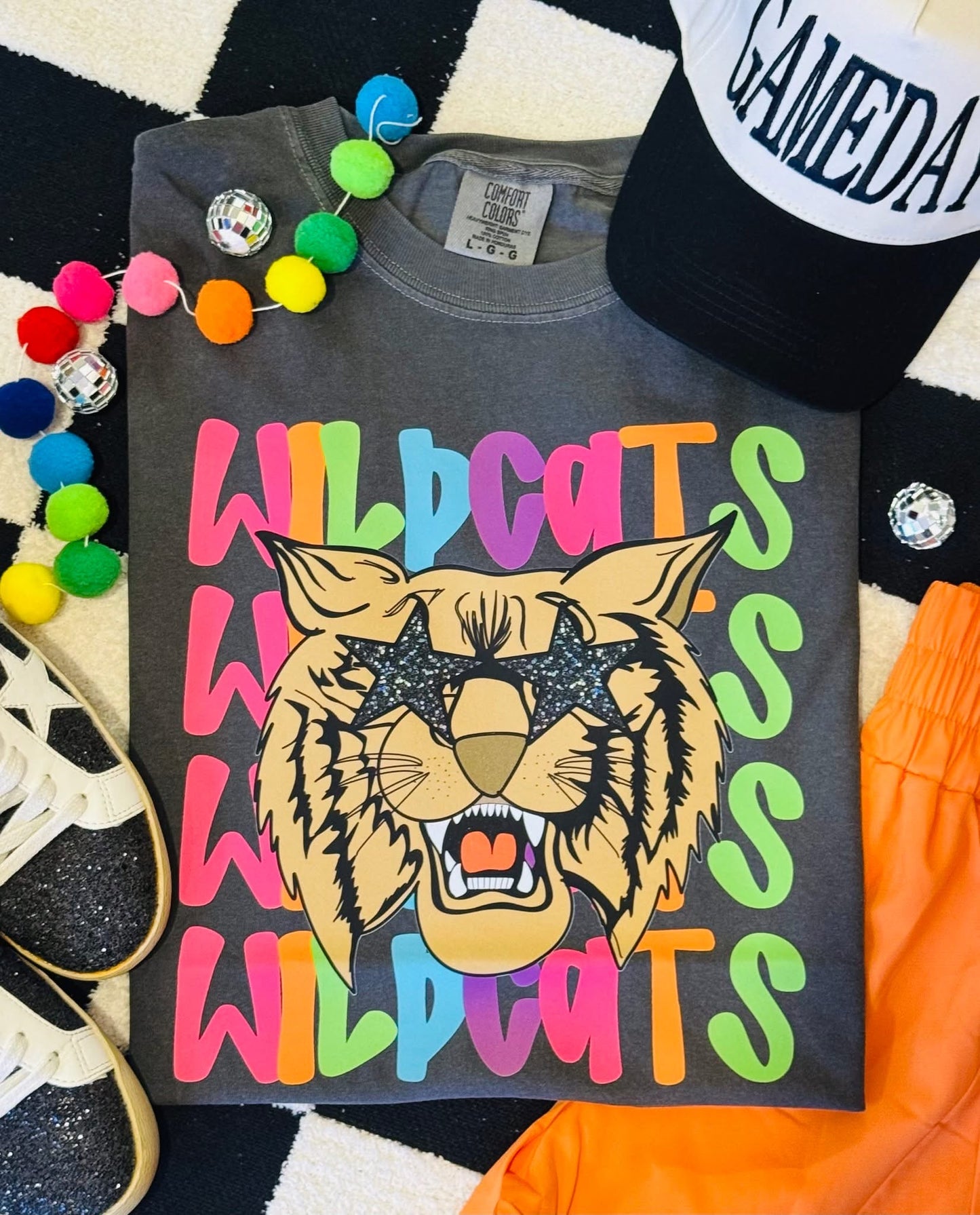Neon Mascot Tee - Wildcats YXL