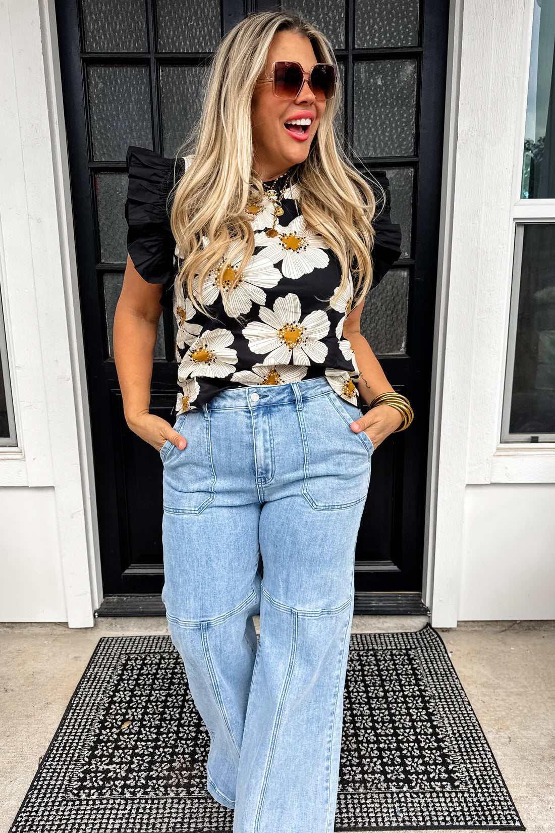Spring In Bloom Ruffle Sleeve Top RTS!