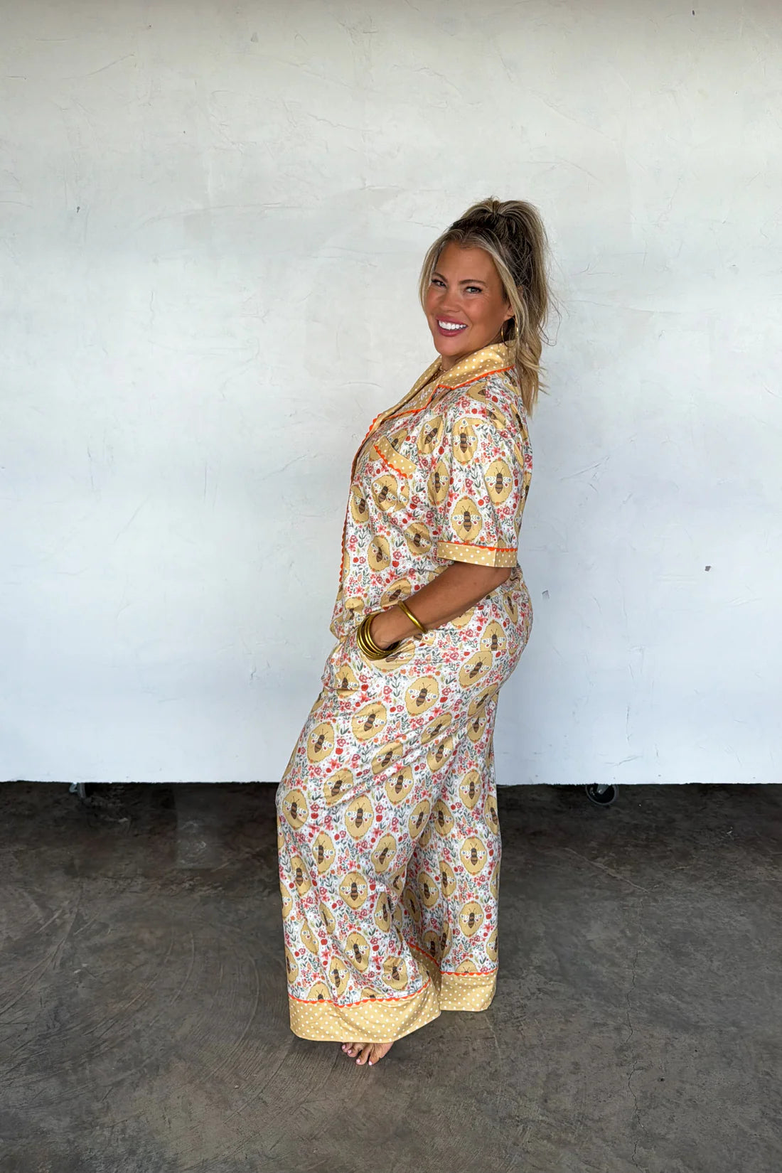 Queen Bee Luxe PJ Set Embroidered “Queen Bee” on Lapel