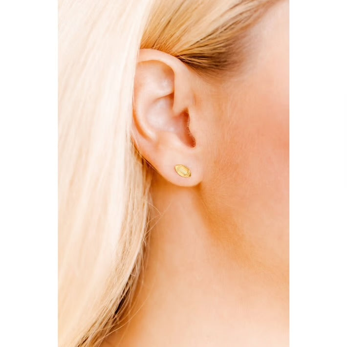 Gold Football Stud Earrings Screwback